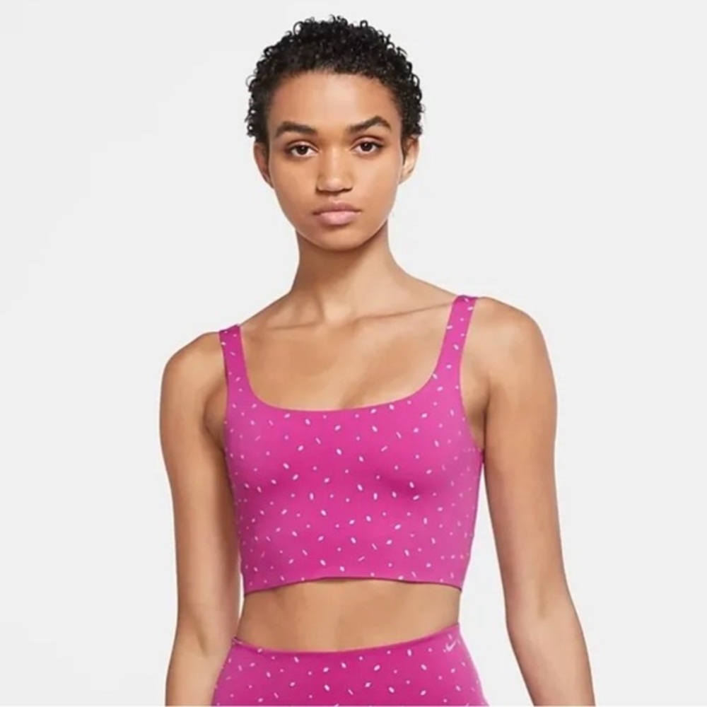 Nike Pink Crop Scoop Neck Bra Tank